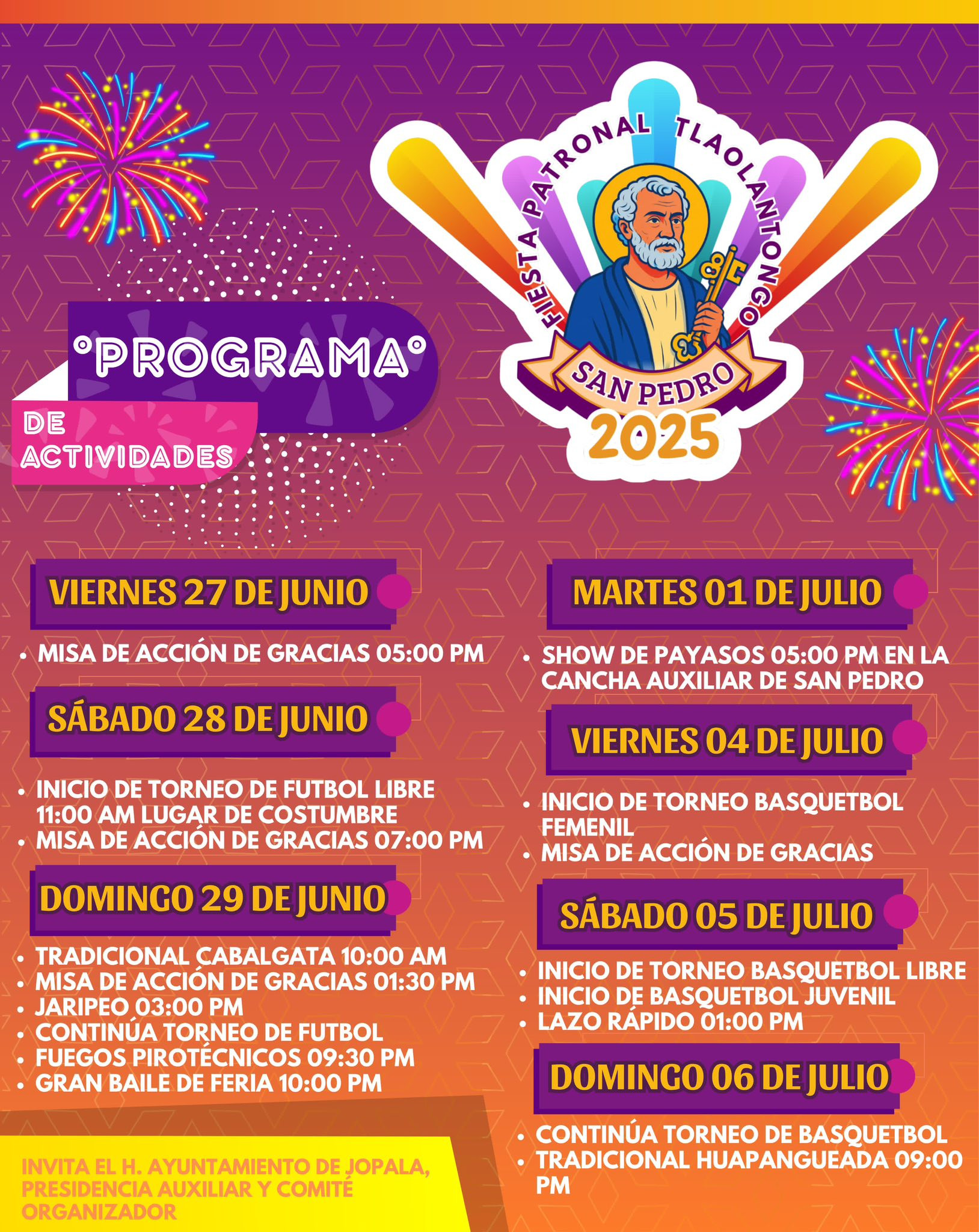 Fiesta Patronal en honor a San Pedro 2025.